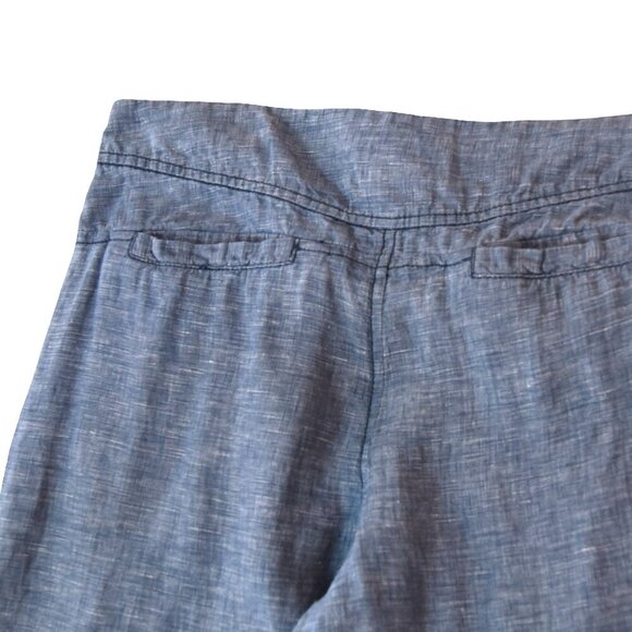 Cidra by Anthropologie Blue Linen Cropped Pants Size 12 100% Linen Wide Leg Summ - Picture 5 of 9